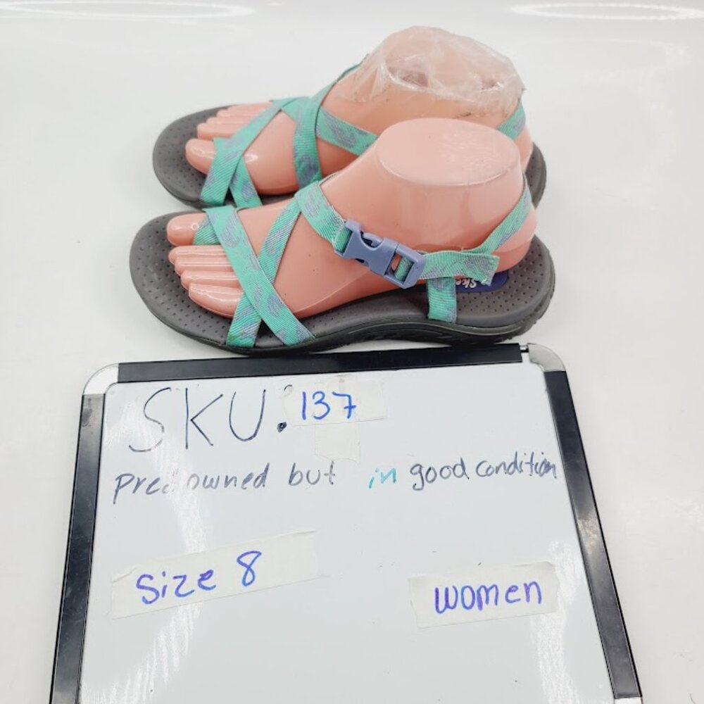 Skechers Women's Mint Green Reggae Cross Strap Trekking Sandal Size 8 - Picture 6 of 6
